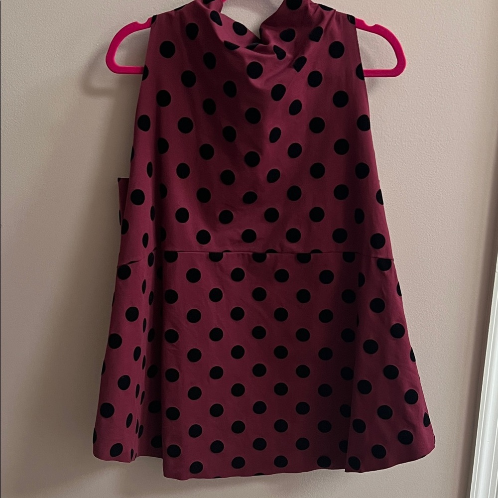 Women’s Sleeveless Polka Dot Cowl-neck Tank Top - Burgundy/Black Size Large - Picture 7 of 12